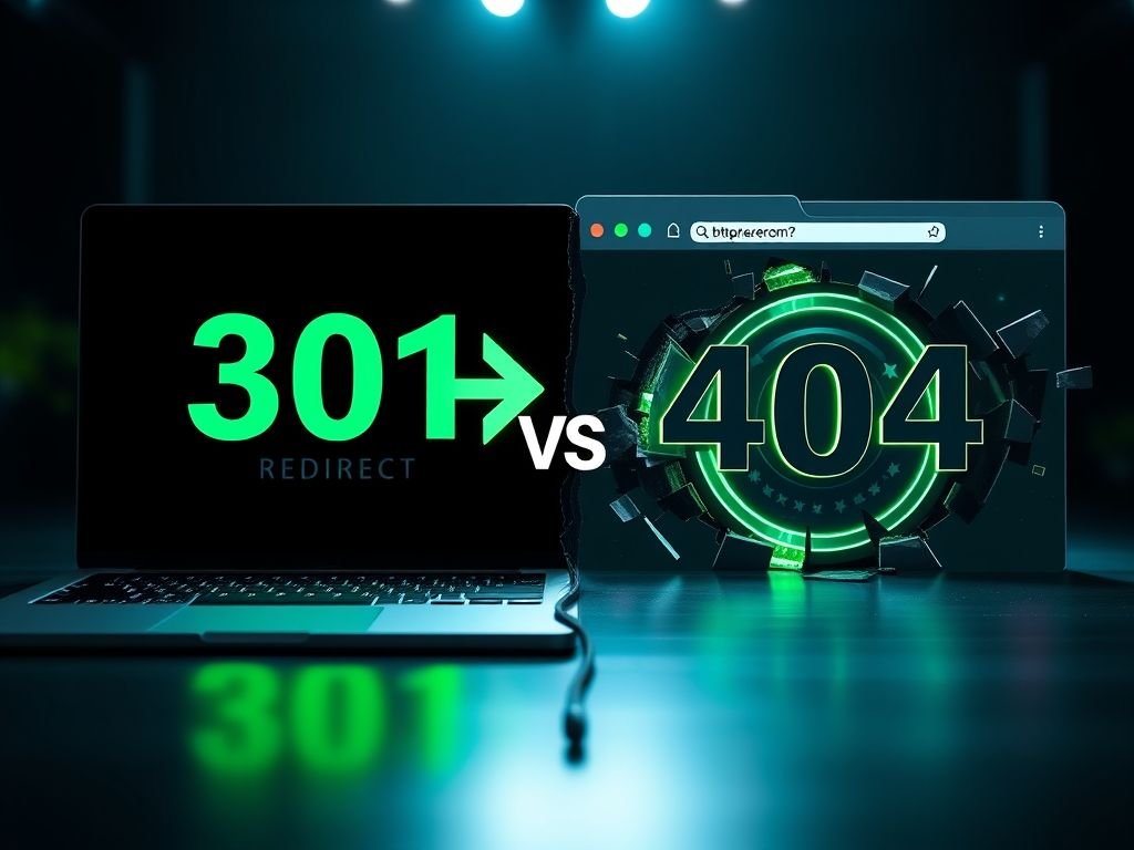 A diferença entre um "redirecionamento 301" e um "404"
