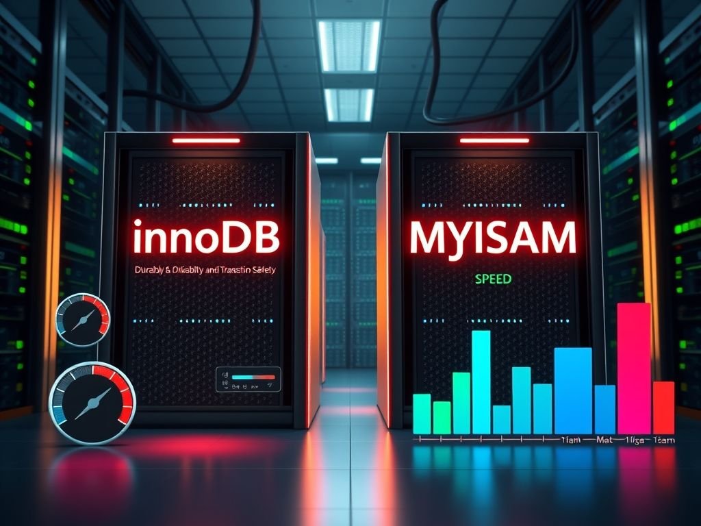 Como a escolha do "storage engine" (InnoDB vs. MyISAM) afeta a performance?