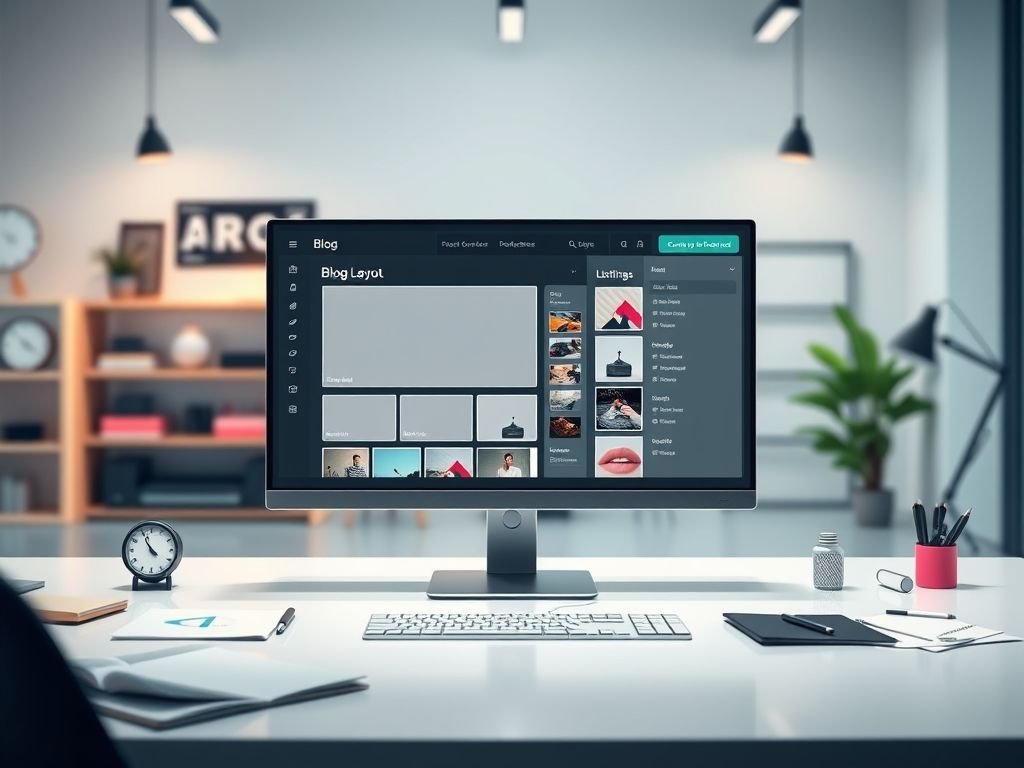 Como configurar o layout do blog (grid, lista, etc.)?