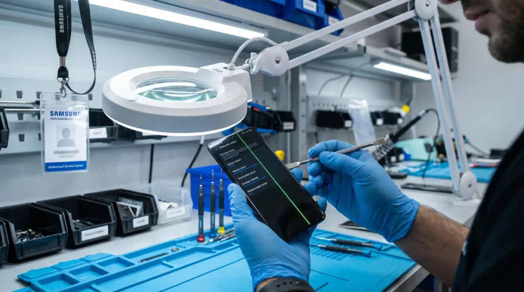 Linha Verde na Tela do Samsung Galaxy Como Resolver e Conseguir Reparo Fora da Garantia (3)