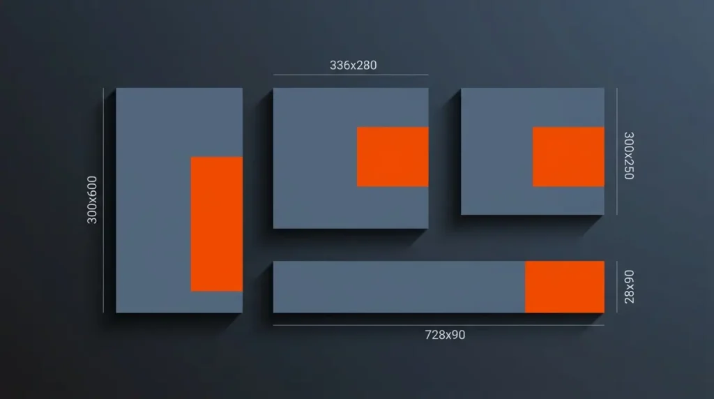 Comparativo visual entre os principais tamanhos de banner em pixels
