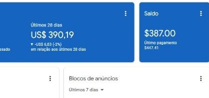 Saldo total no Google AdSense de aluno da mentoria